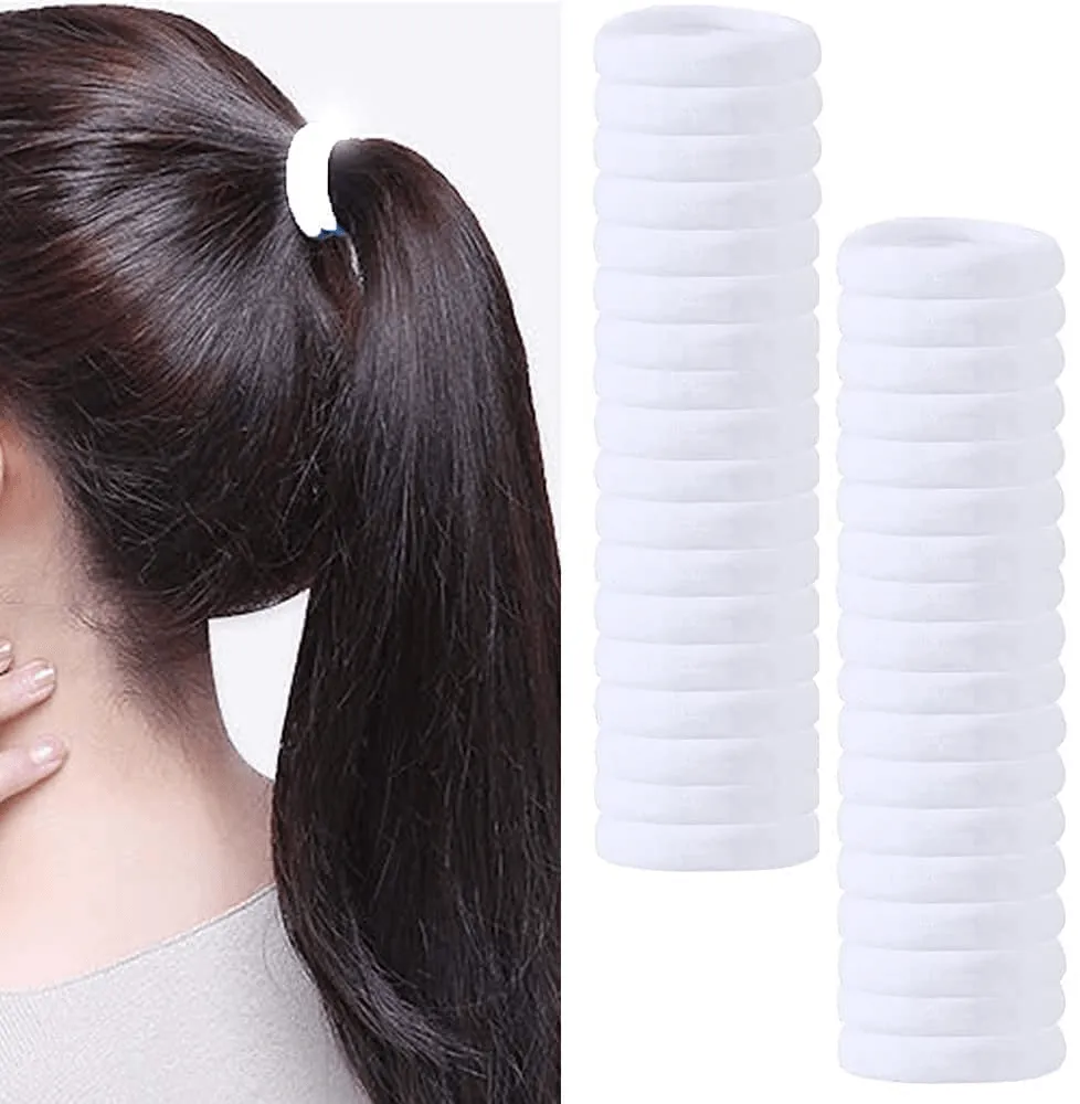 Nylon Elastic Rubber Band Seamless Hair Band (White) - 72 Pcs