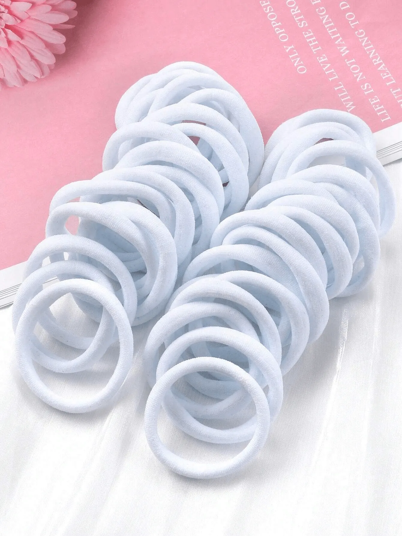 Nylon Elastic Rubber Band Seamless Hair Band (White) - 72 Pcs
