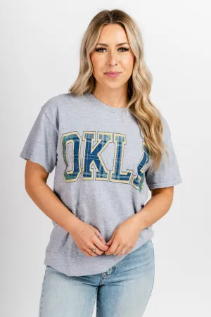 OKLA plaid arch thrifted t-shirt grey
