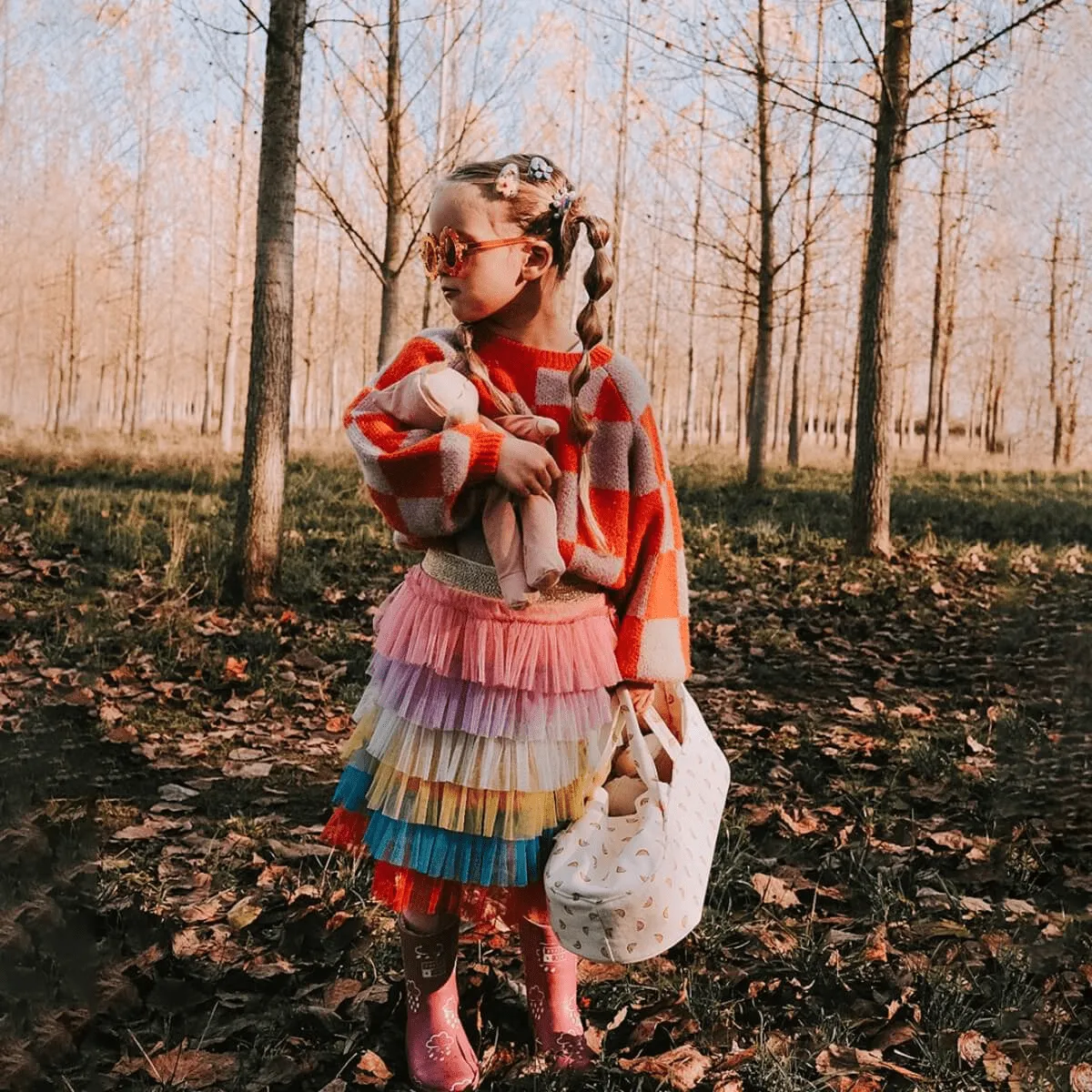 Olli Ella - Dinkum Dolls Carry Cot Rainbow Print