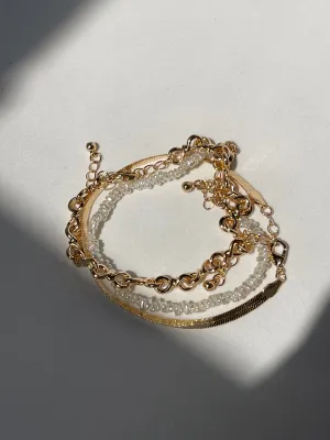 Organic Ocean Water Pearl Snake & Crumb Bracelet Set