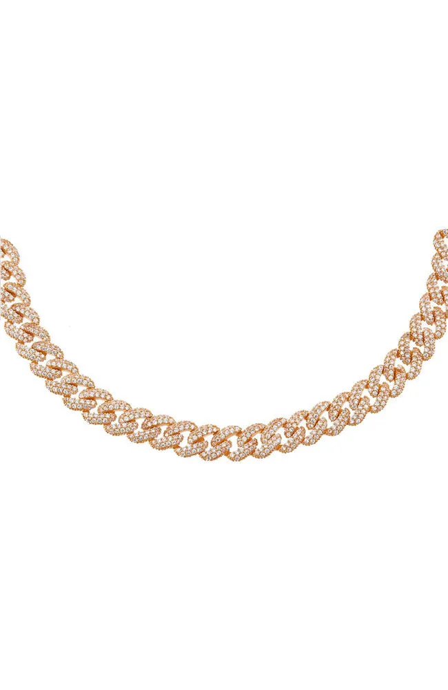 Pave Chain Link Choker Rose Gold