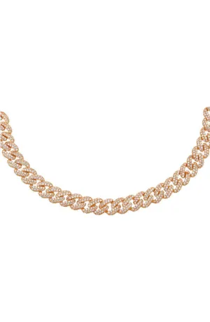 Pave Chain Link Choker Rose Gold