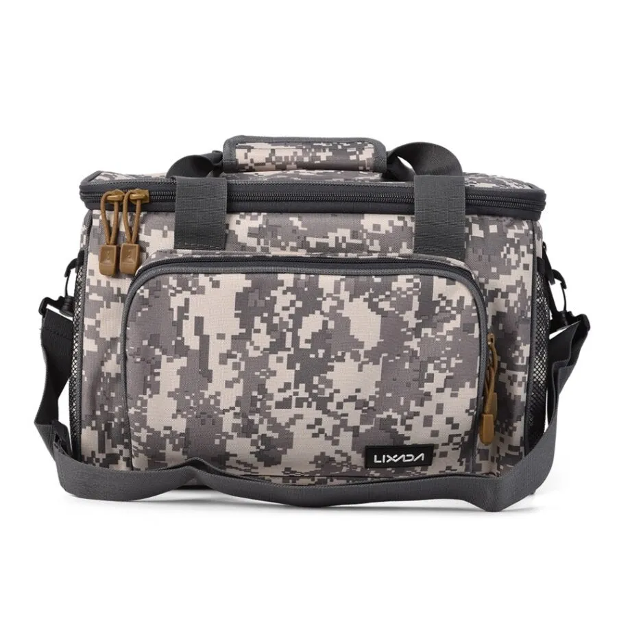 Portable Multifunctional Canvas Fishing Shoulder Bag Pack Fishing Tackle Bag Fishing Lure Reel Bag Pouch Case for Rods