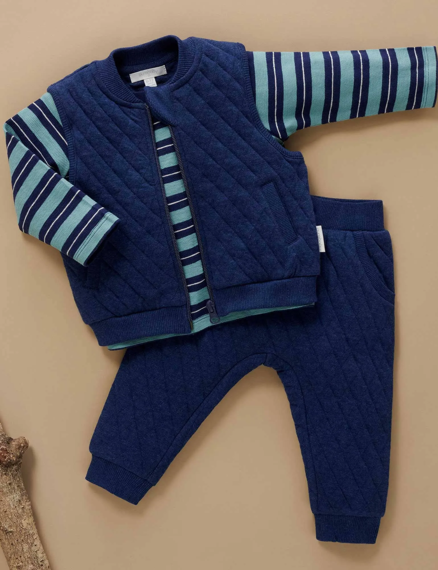 Purebaby - Quilted Vest | Blueberry Melange