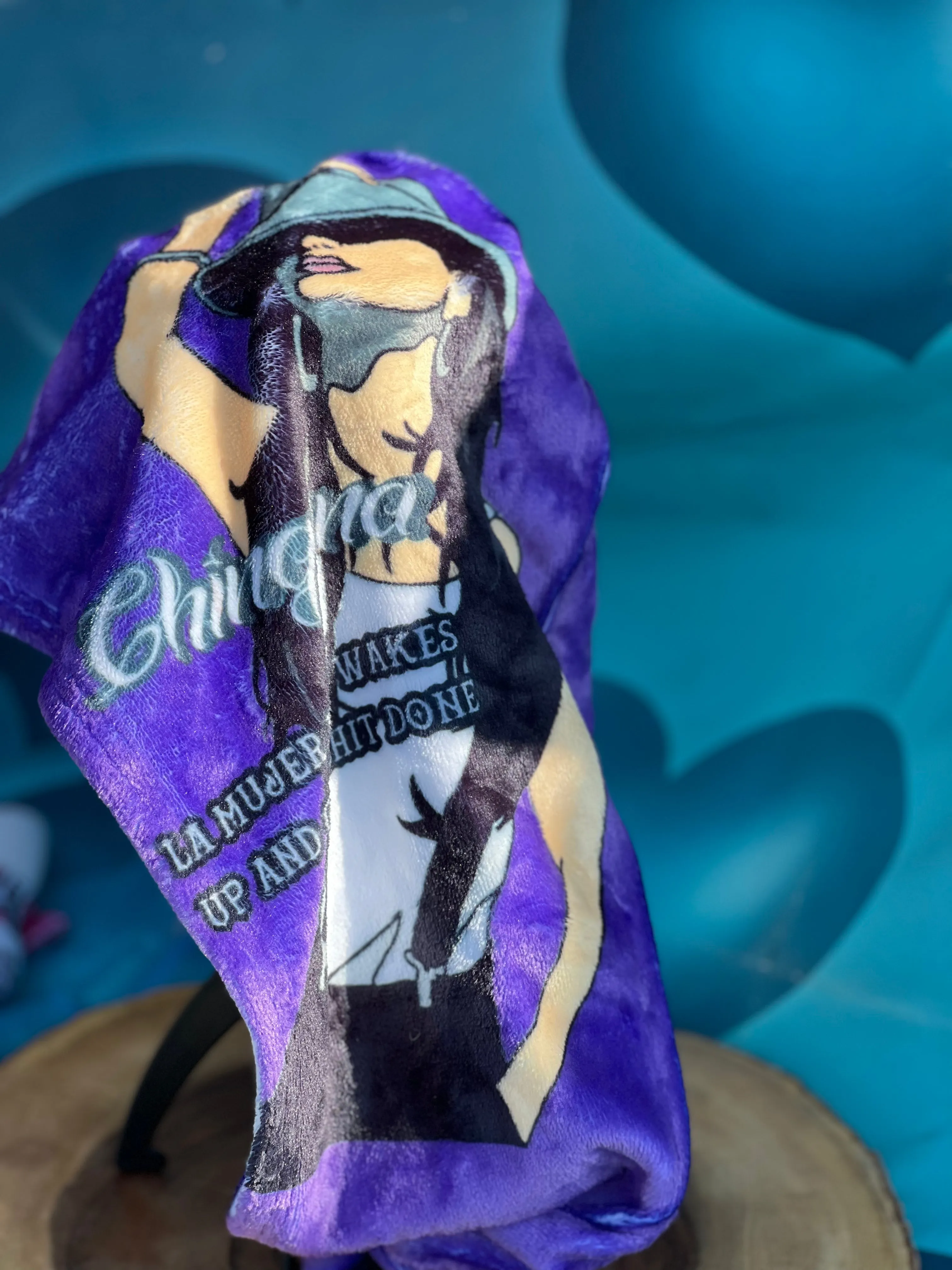 Purple Chingona hair towel turban hair wrap