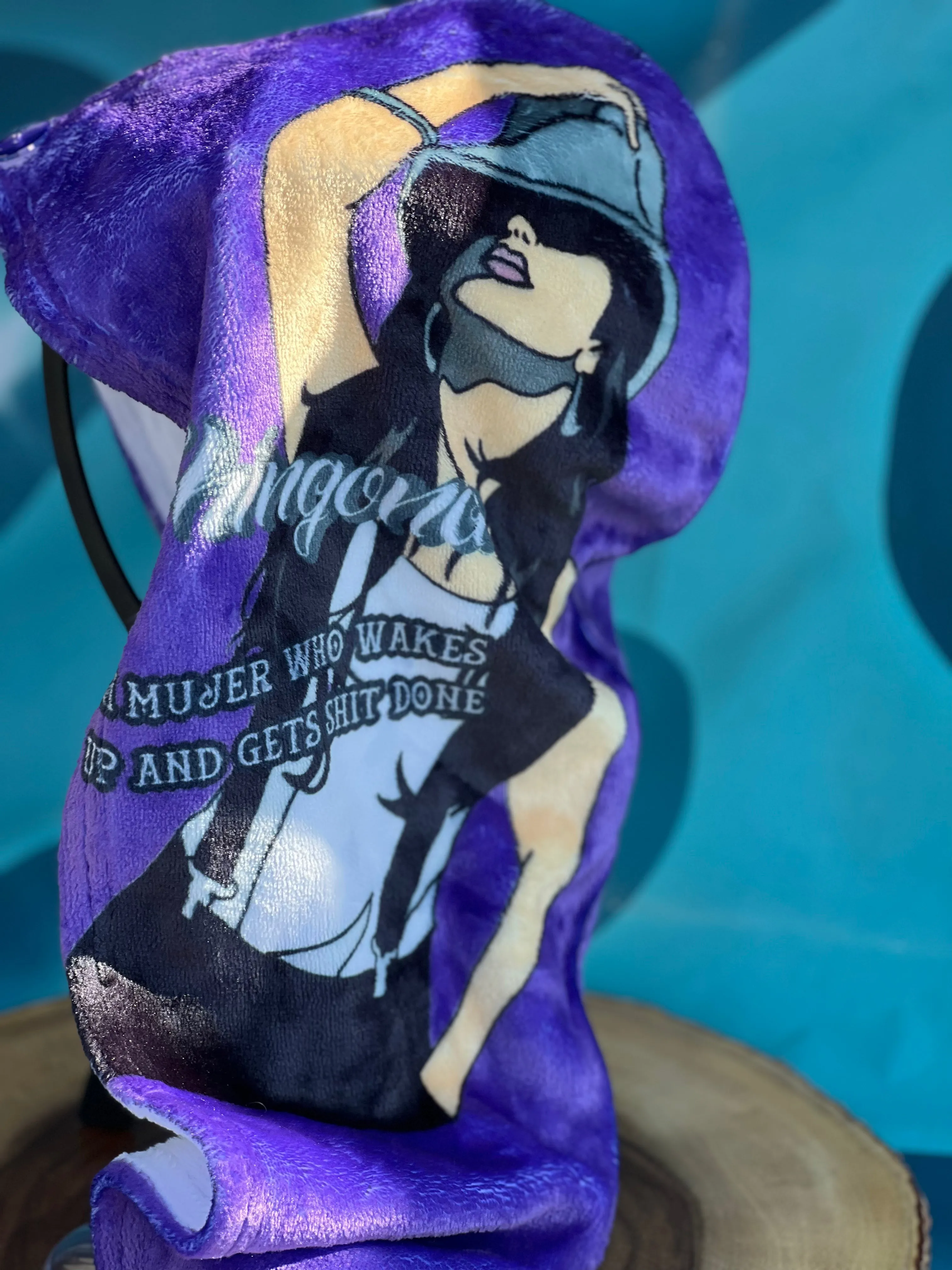 Purple Chingona hair towel turban hair wrap
