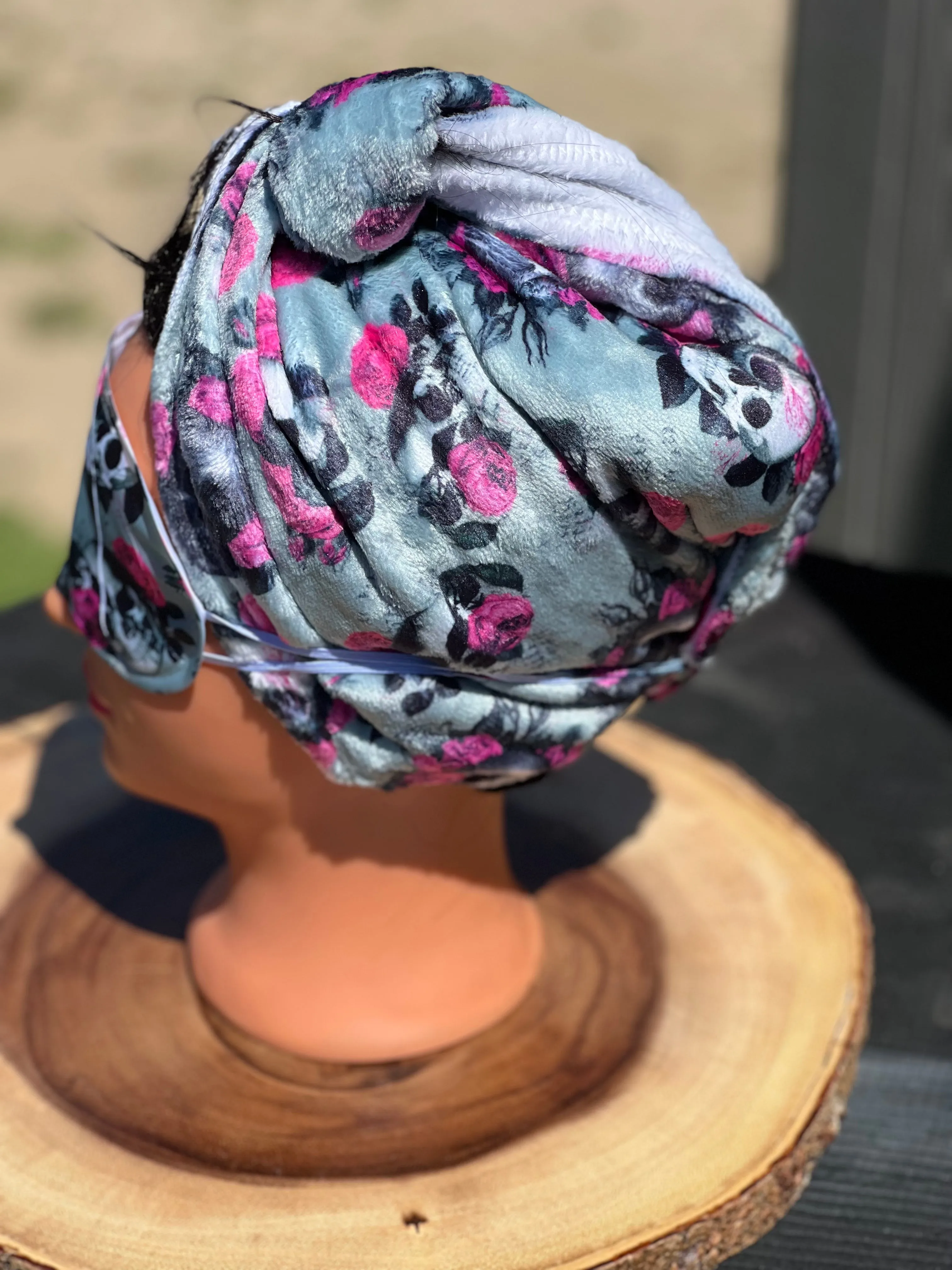 Purple Chingona hair towel turban hair wrap