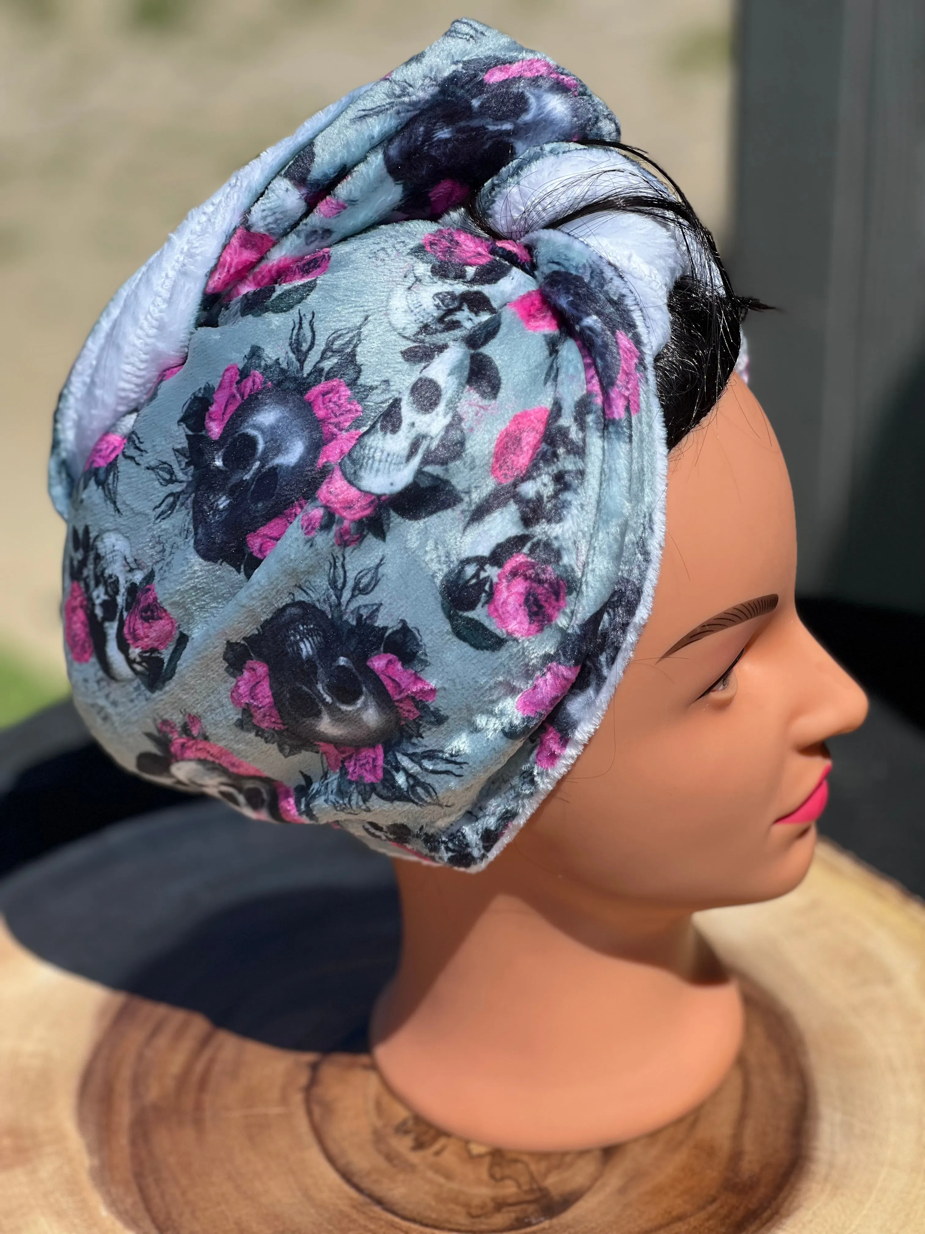 Purple Chingona hair towel turban hair wrap