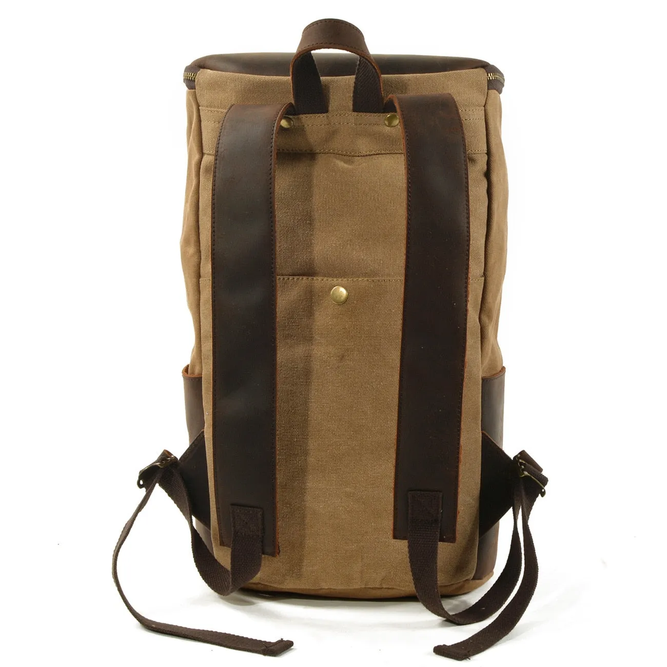 Retro Cylindrical Travel Laptop Communting Canvas Backpack Bag