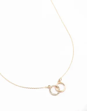 Rose Gold Diamante Double Circle Link Necklace