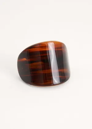 ROUND RESIN HAIR CLIP - AMBER