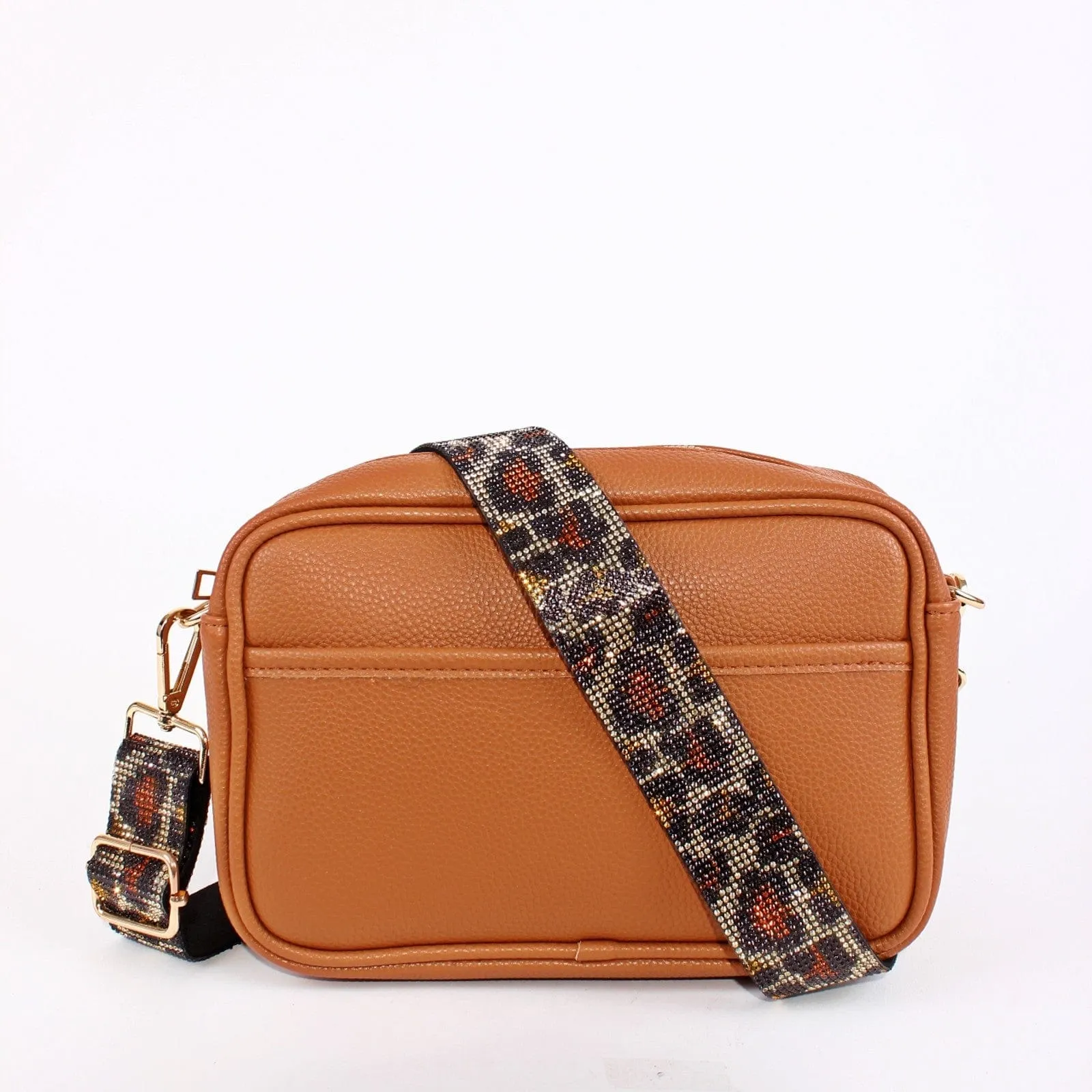 RS038L Sparkling Rhinestone Leopard Guitar Strap