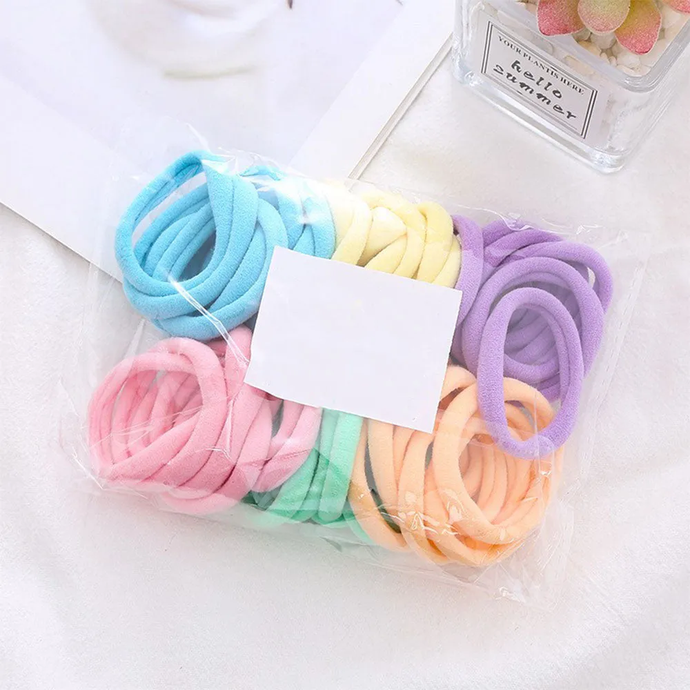 (Set of 48) Elastic hair bands without metal Ø4cm - Colorful