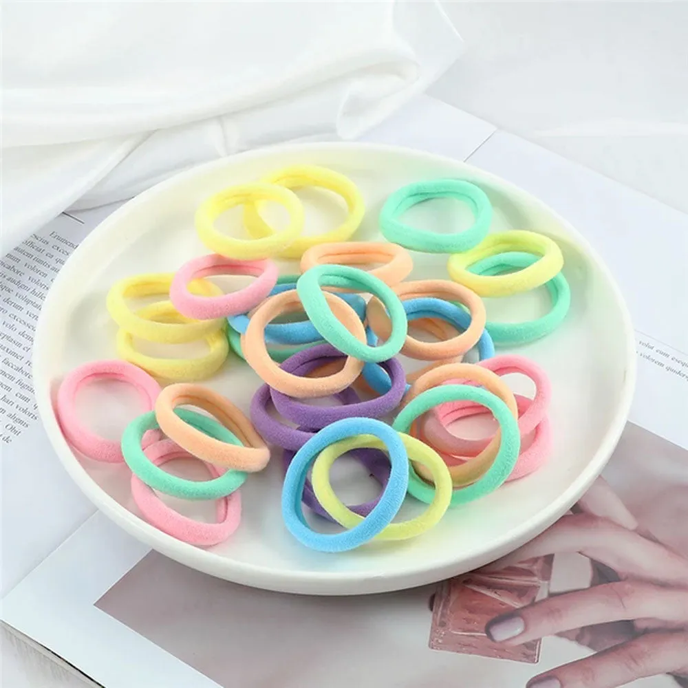 (Set of 48) Elastic hair bands without metal Ø4cm - Colorful