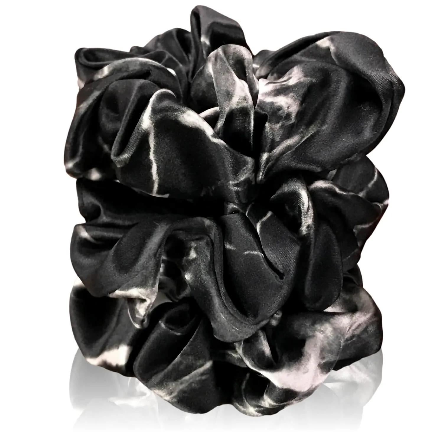 Silk Hair Ties - Black Marble (Large)