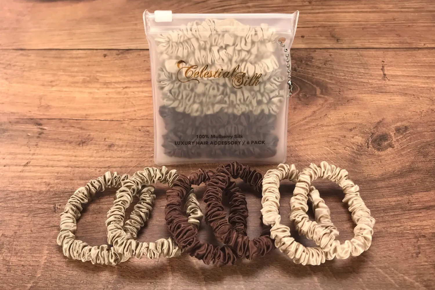Silk Hair Ties - Chocolate, Taupe and Dark Taupe (Mini)