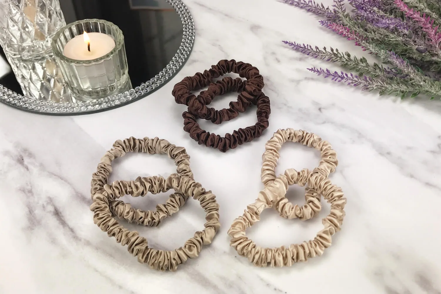 Silk Hair Ties - Chocolate, Taupe and Dark Taupe (Mini)