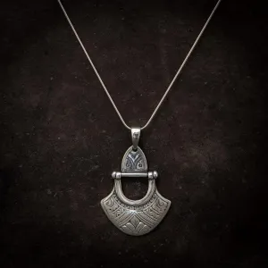 Silver Engraved Tuareg Hinged Pendant Necklace