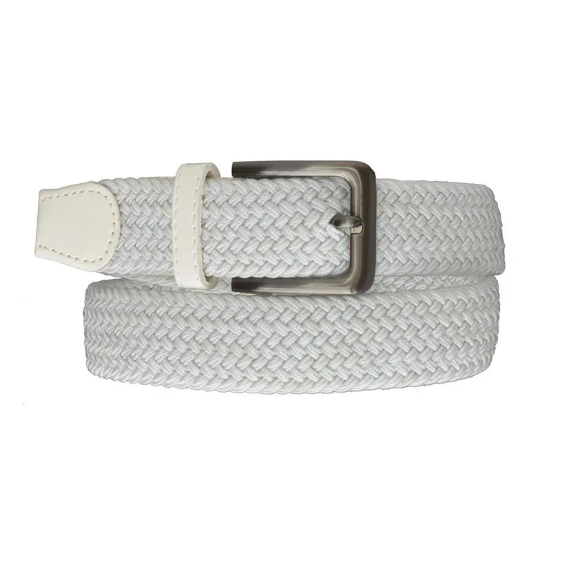 Square Silver Buckle Braided Elastic Stretch Belts