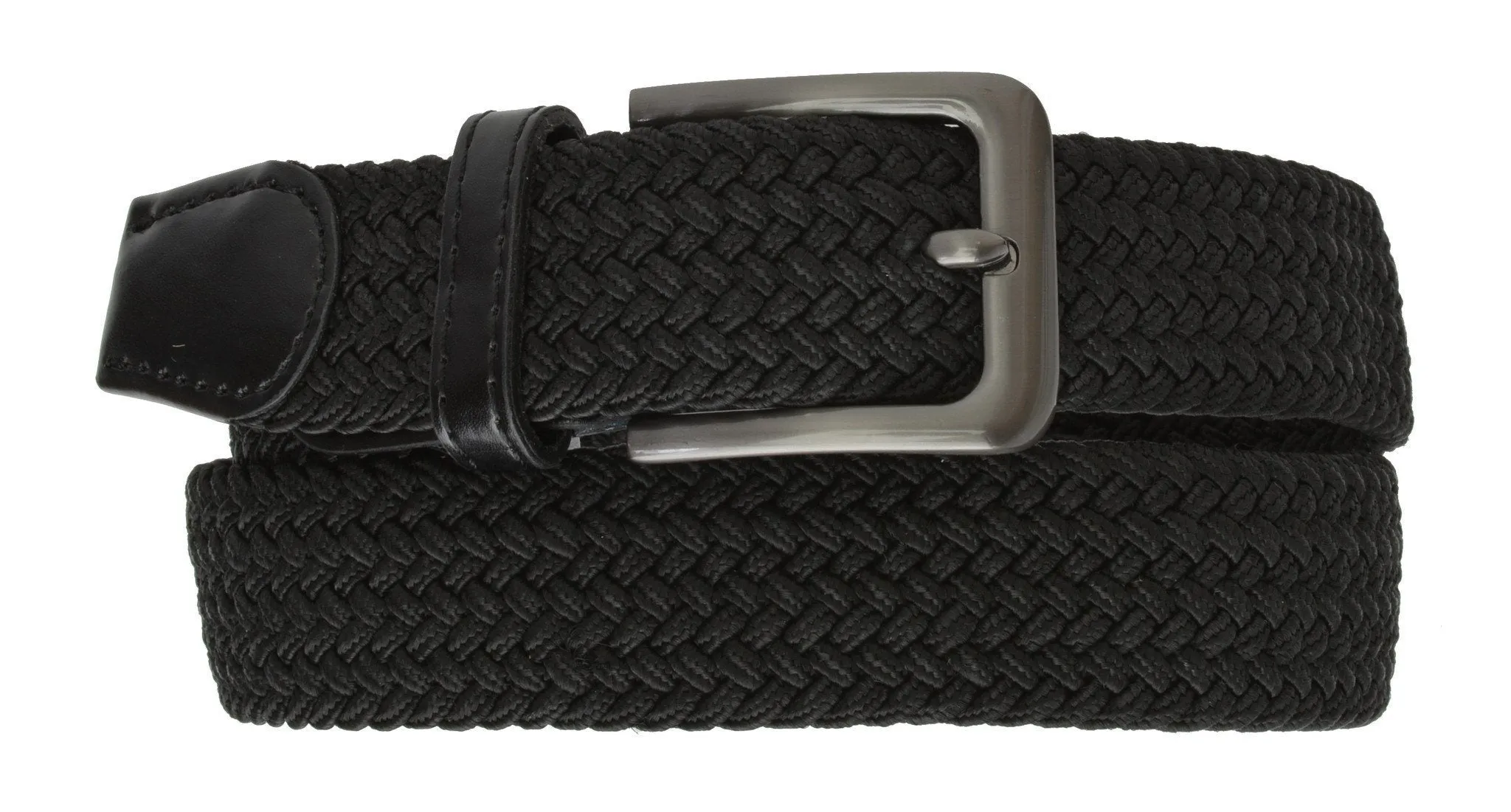 Square Silver Buckle Braided Elastic Stretch Belts