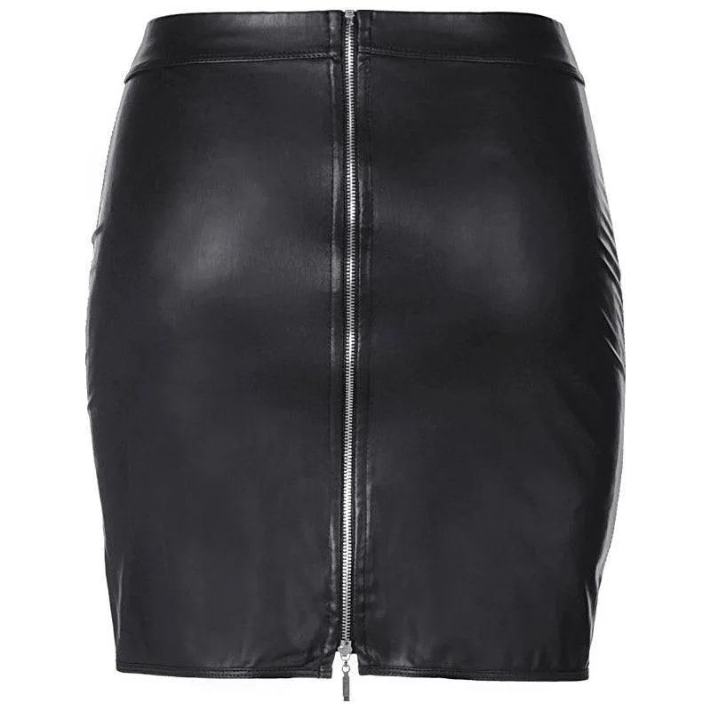 Stretch Wetlook Mesh Criss Cross Skirt Black