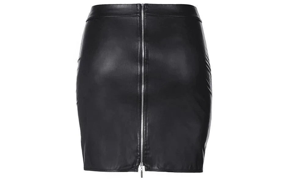 Stretch Wetlook Mesh Criss Cross Skirt Black