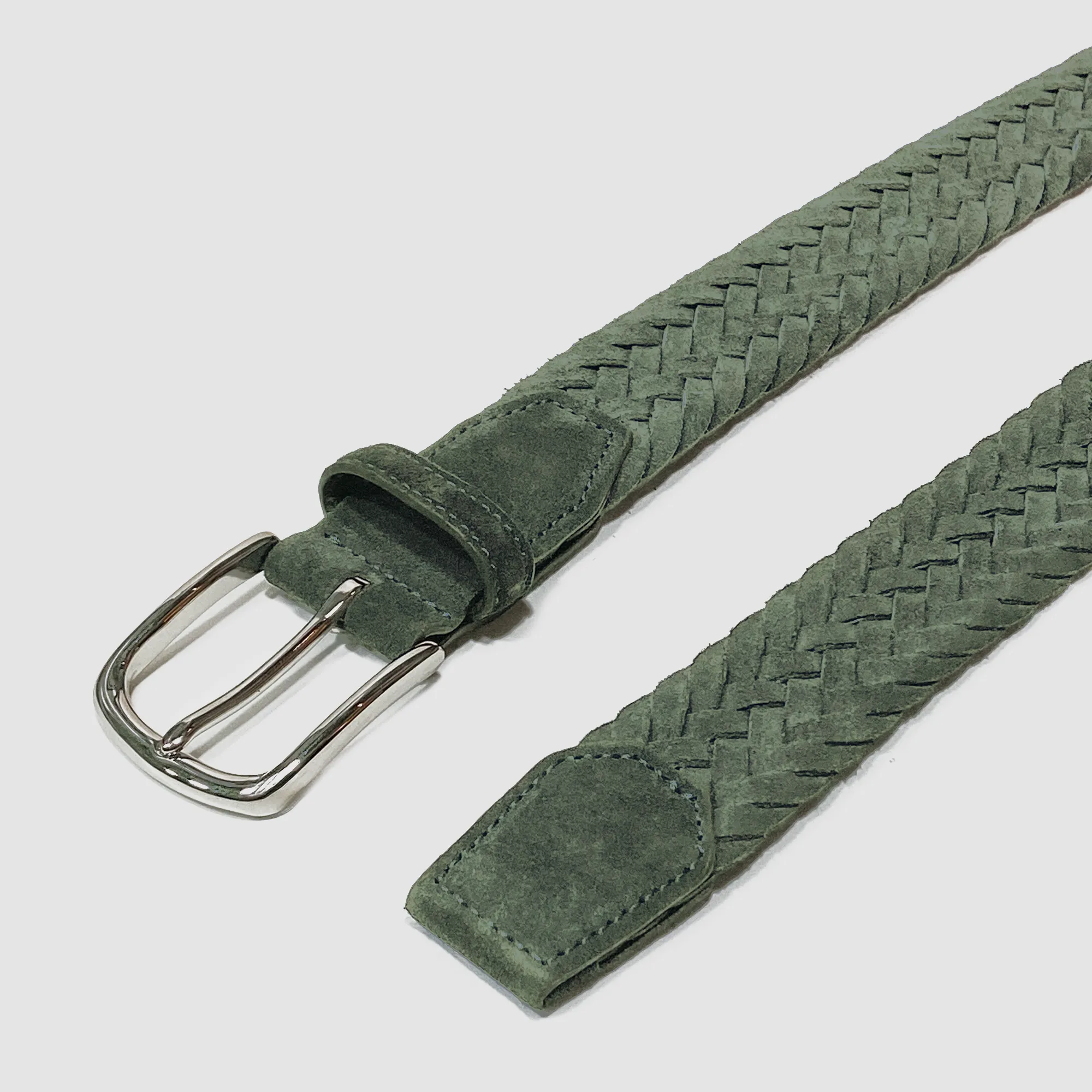 Suede Braded Belt Green