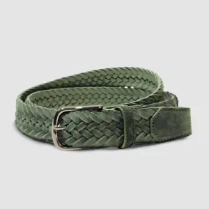 Suede Braded Belt Green