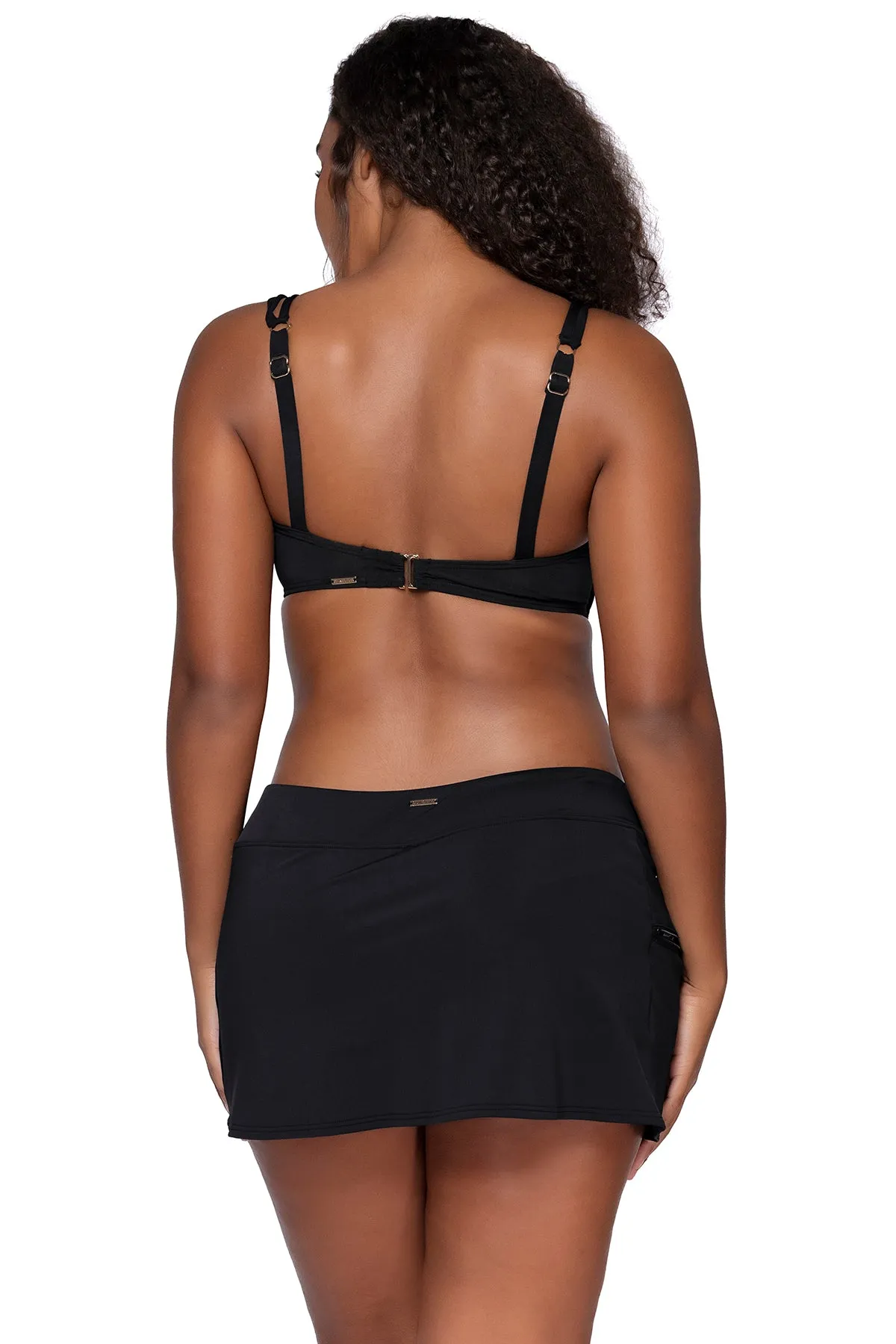 Sunsets Black Sporty Swim Skirt