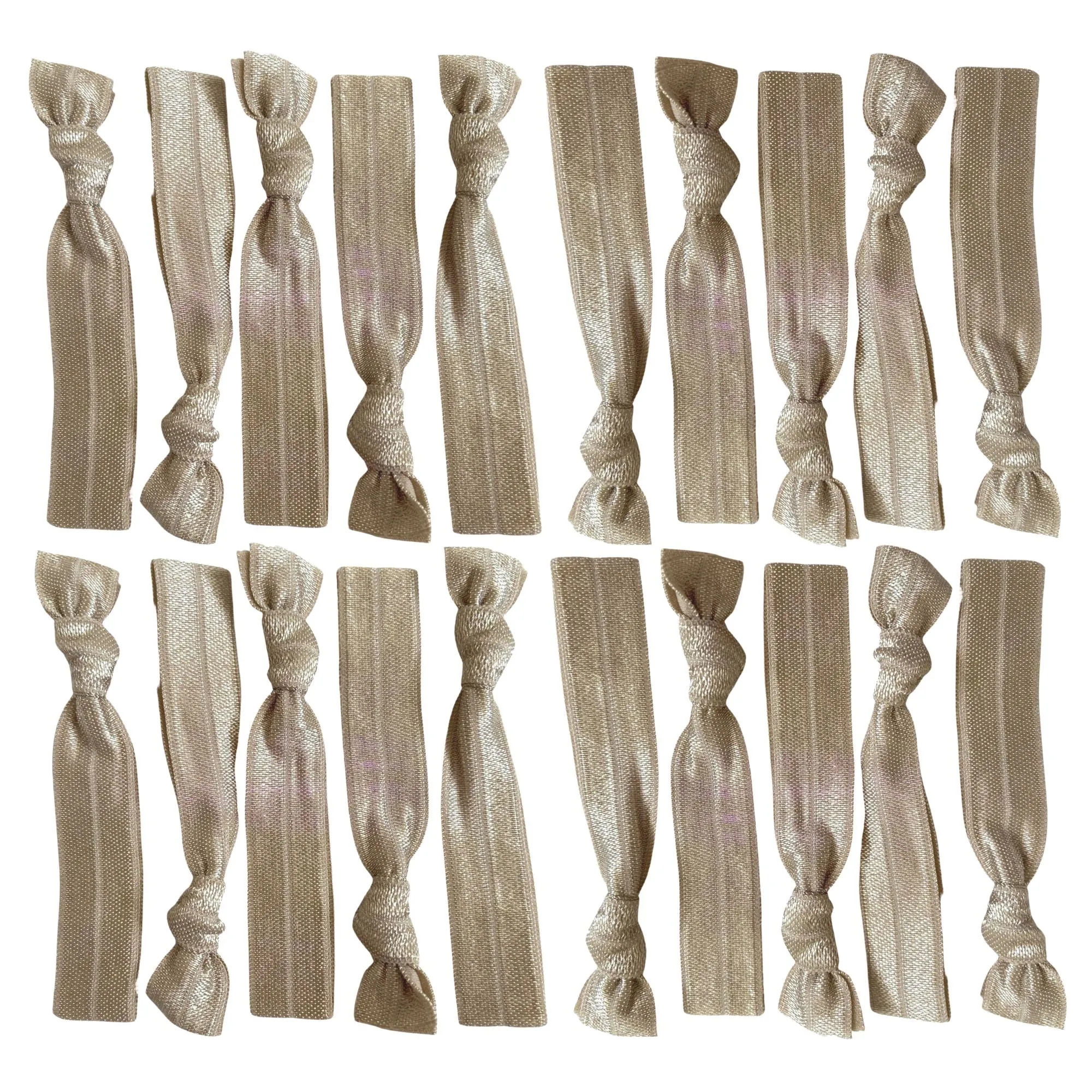 Taupe Ribbon Hair Ties - 20 Pack