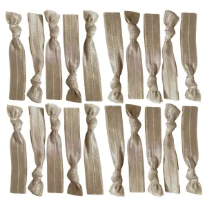 Taupe Ribbon Hair Ties - 20 Pack