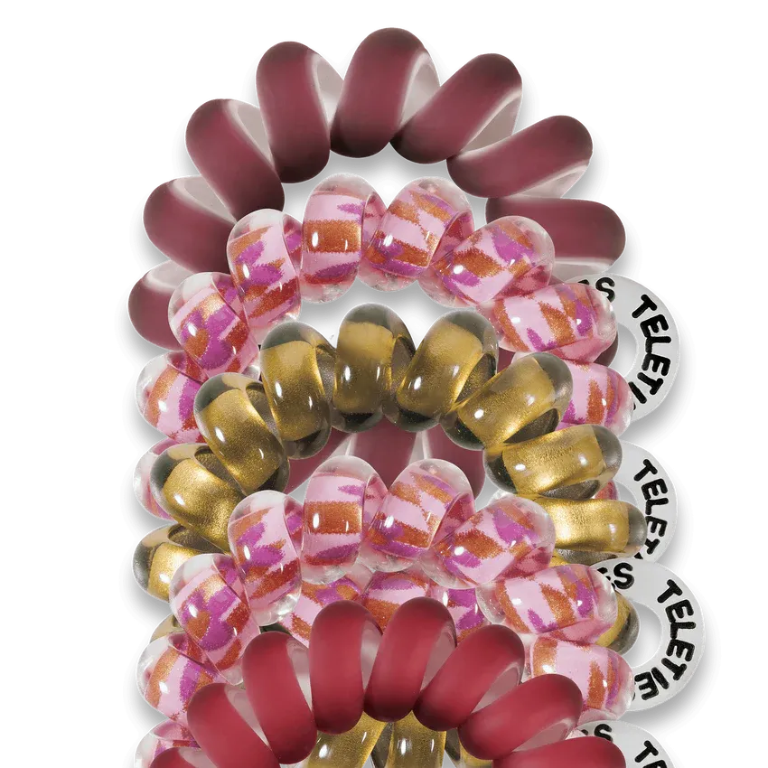 Teleties Hair Tie - Tiny Band Pack of 5 - Burgundy Bliss