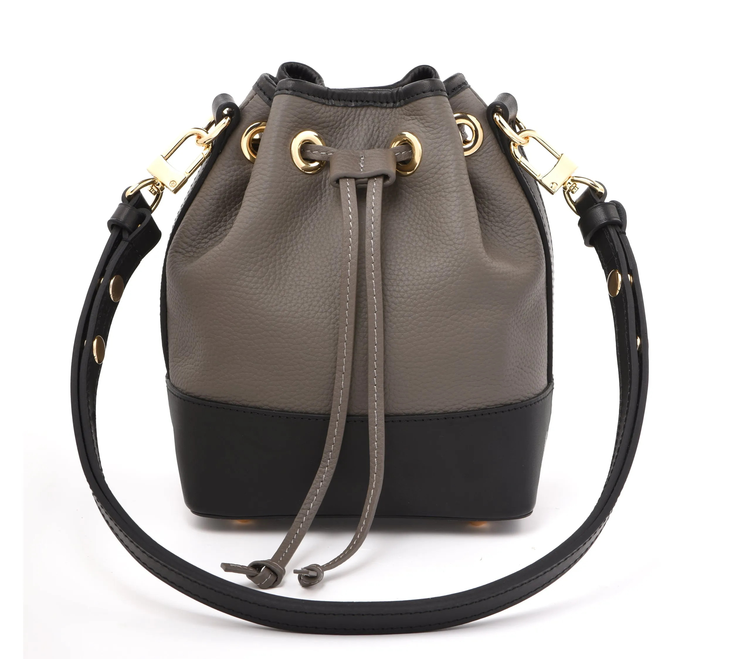 Togo Leather and Vachetta - Le petit Bucket - Grey