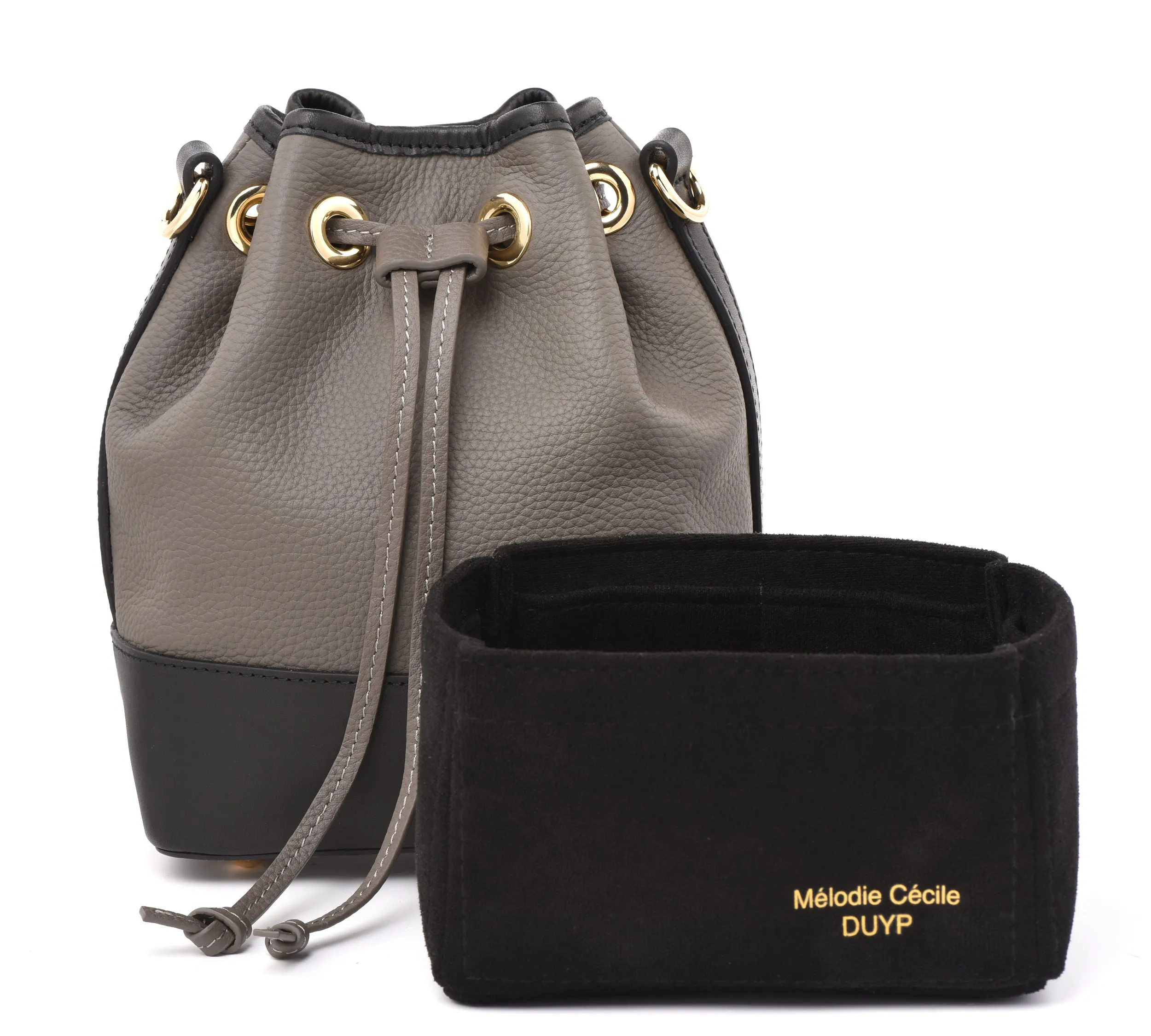 Togo Leather and Vachetta - Le petit Bucket - Grey