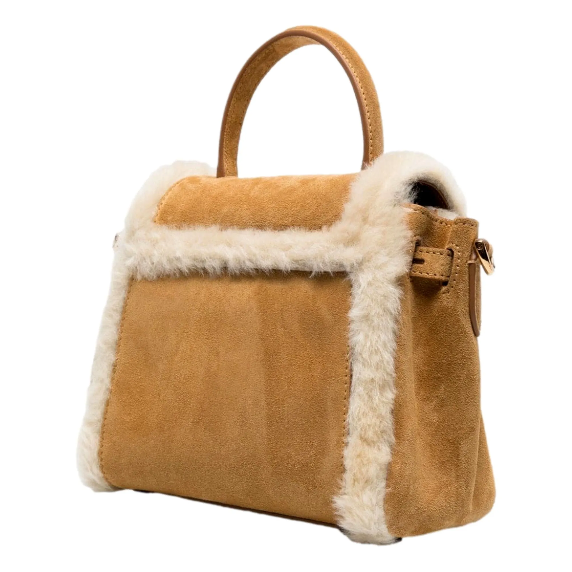 Versace La Medusa Mini Top-Handle Bag in Beige Sherling