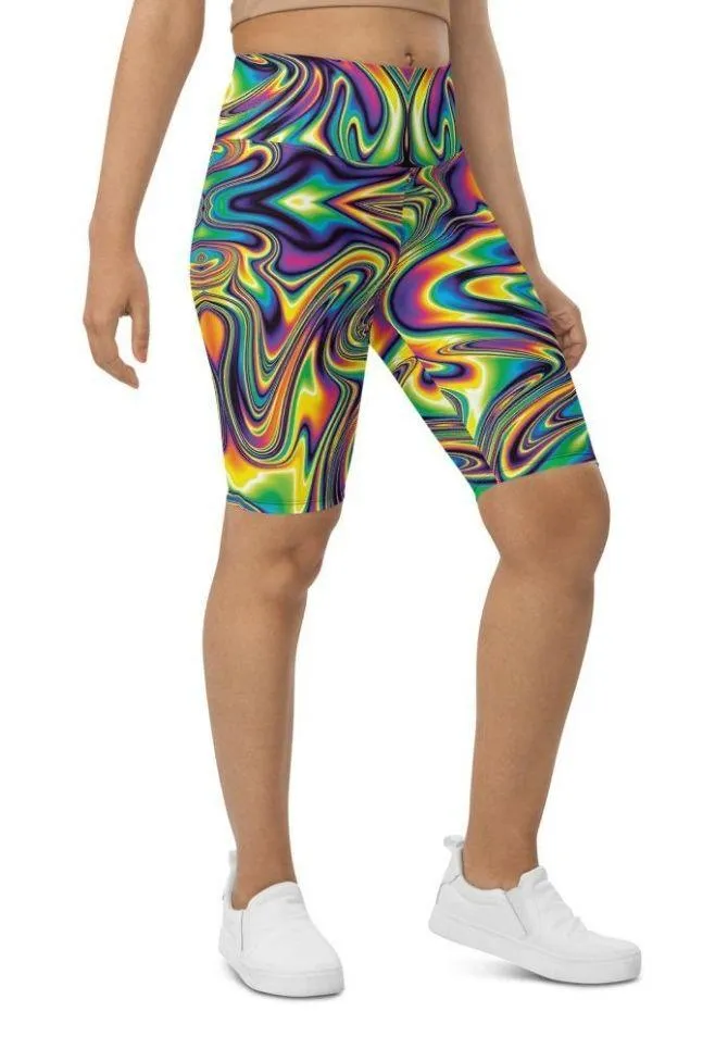 Vibrant Psychedelic Biker Shorts