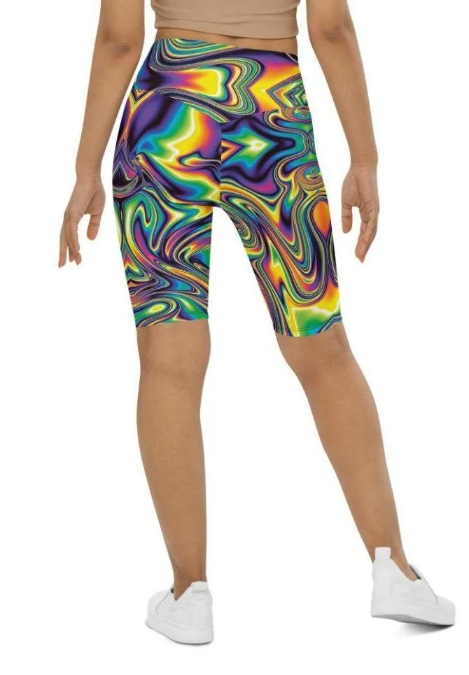 Vibrant Psychedelic Biker Shorts