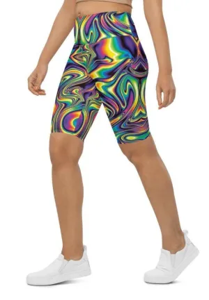 Vibrant Psychedelic Biker Shorts