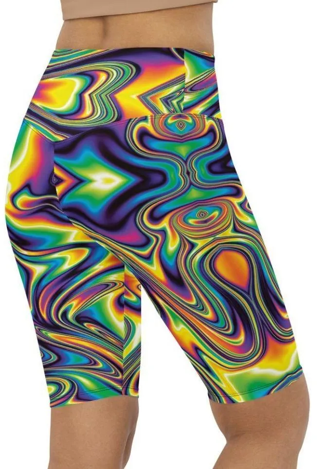 Vibrant Psychedelic Biker Shorts