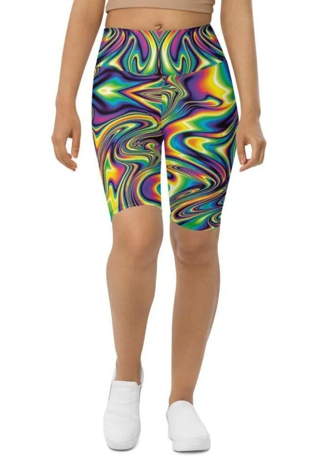 Vibrant Psychedelic Biker Shorts