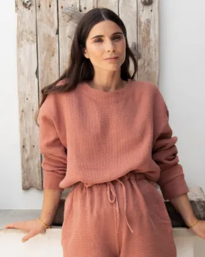 Waffle sweatshirt GRASSE in Burnt sienna