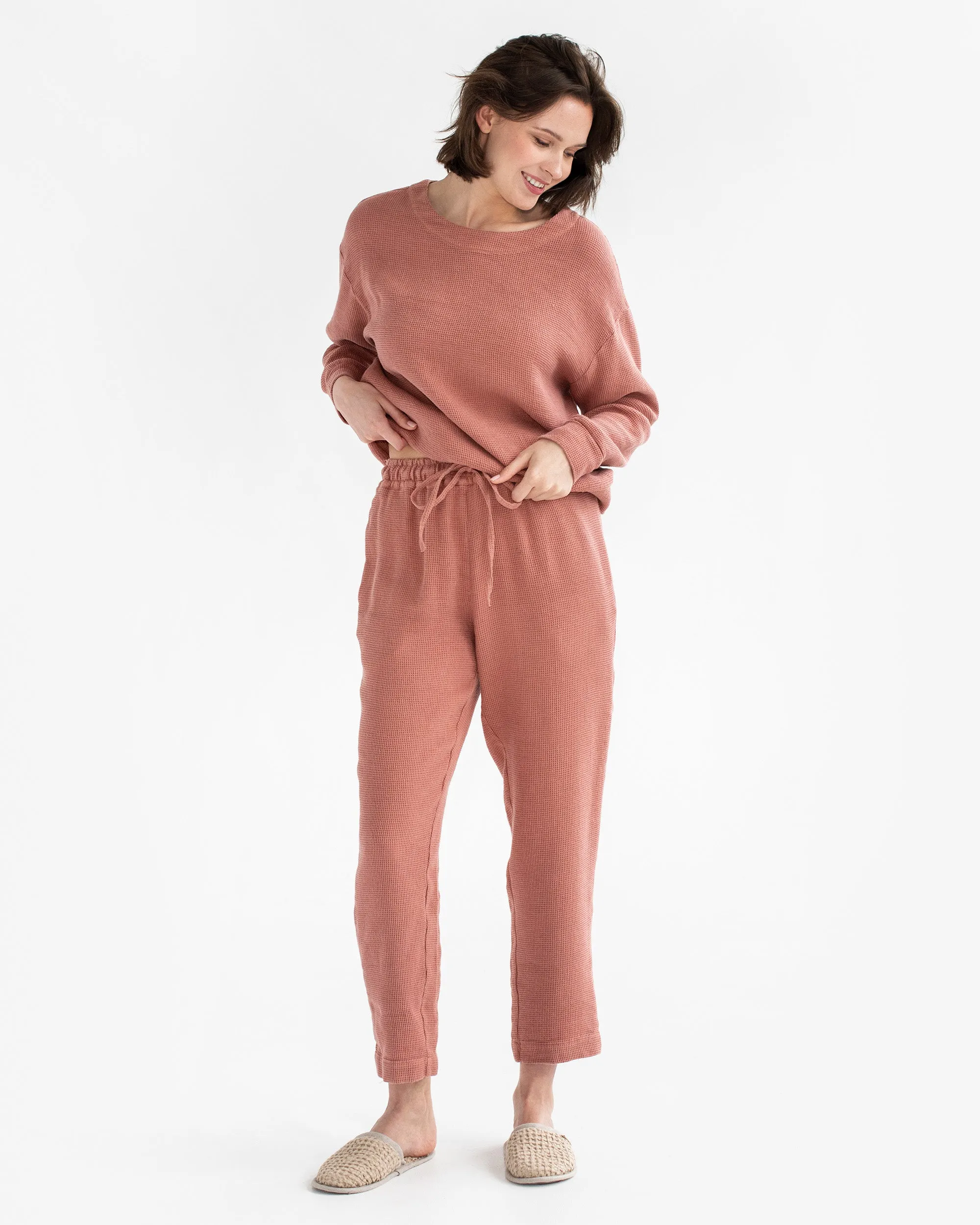 Waffle sweatshirt GRASSE in Burnt sienna