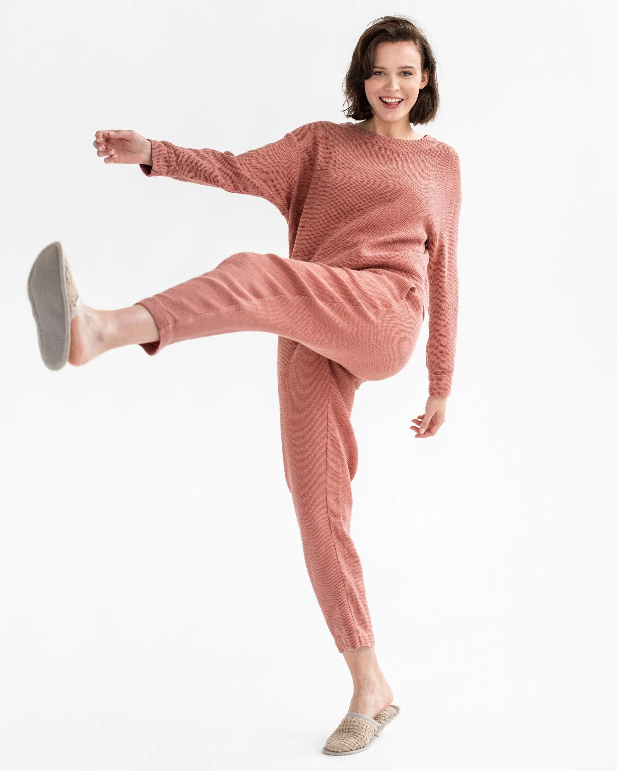 Waffle sweatshirt GRASSE in Burnt sienna
