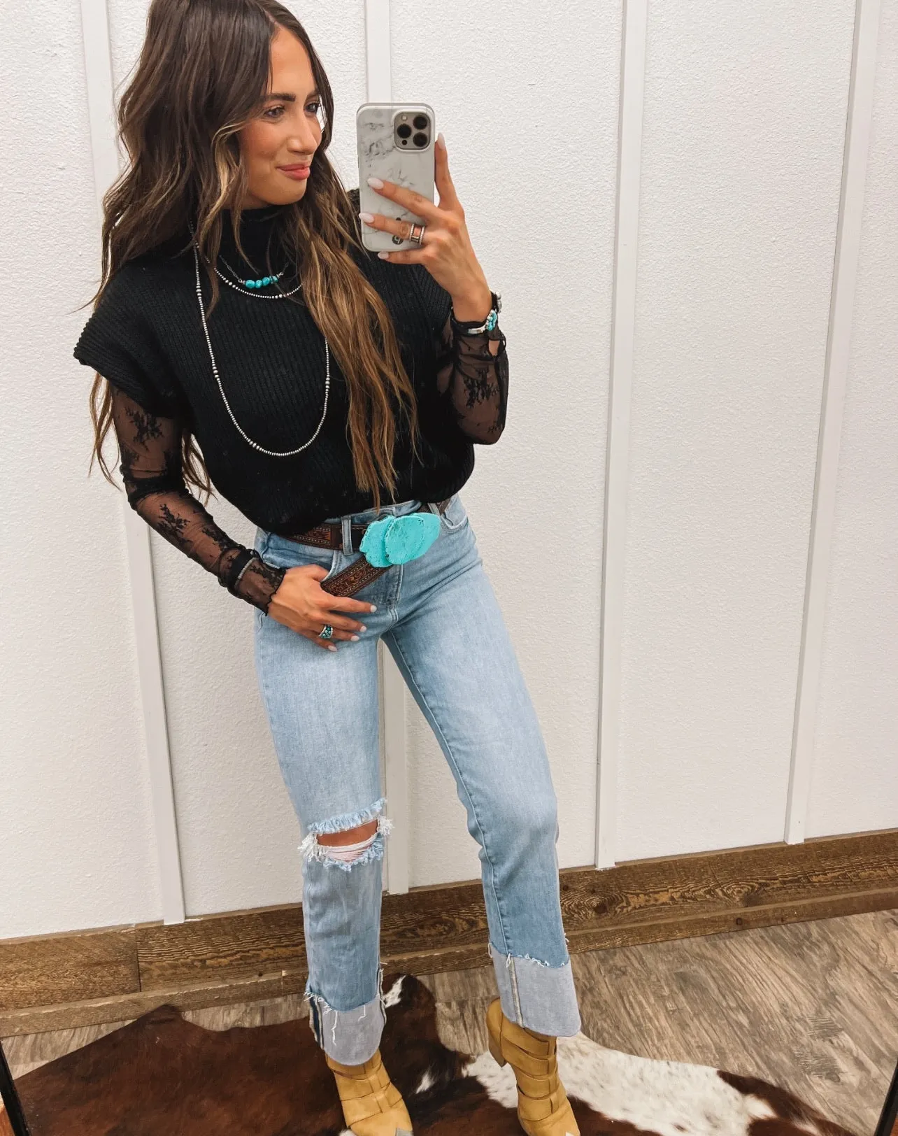 Western Knit Sweater Vest (Black)