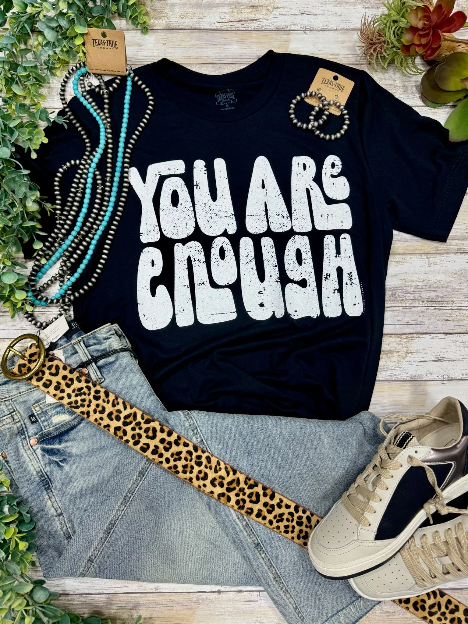 You Are Enough in White Ink Tee